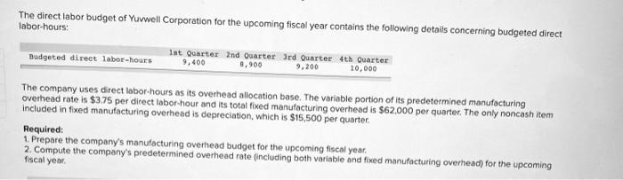 five. 2 questions in. 1 please make it clear The direct labor