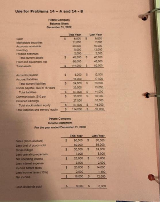 please help me nake a spreadsheet answering those questions Use for Problems