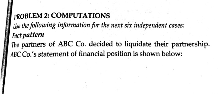  Answe Case 1 to 6. Show your solution PROBLEM 2: COMPUTATIONS
