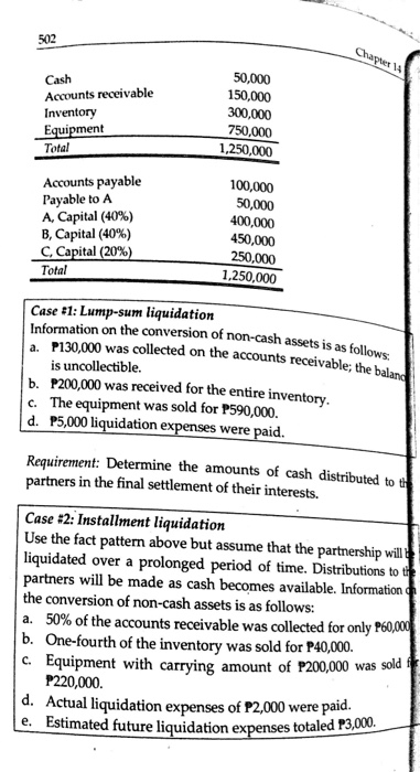 Ise the following information for the next six independent cases: Fact patten