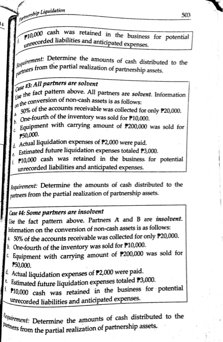 The partners of ABC Co. decided to liquidate their partnership. ABC Co.'s