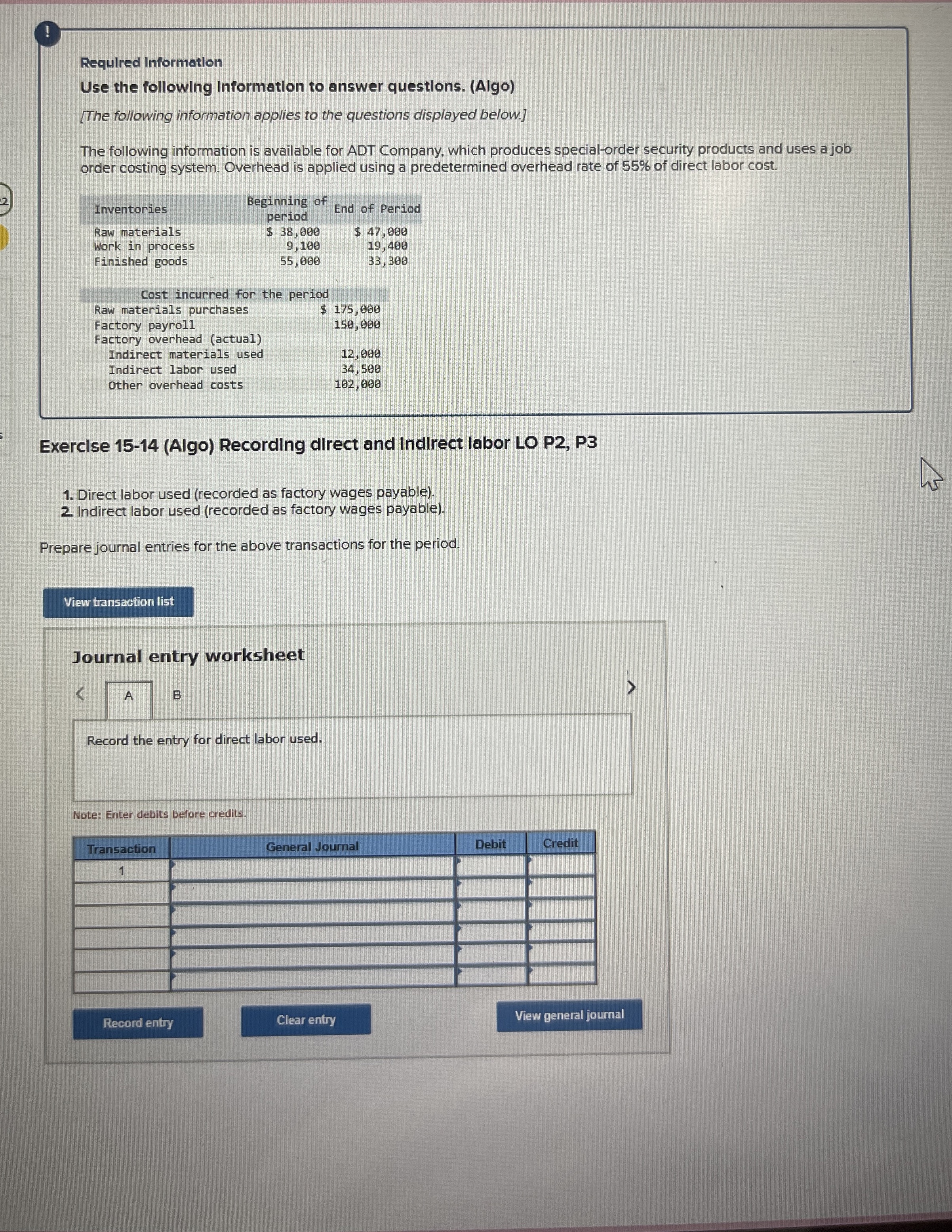  Can you do part b for indirect labor 