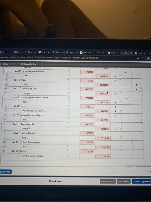 transactions completed by Baboock Company during November of the current year. Babcock