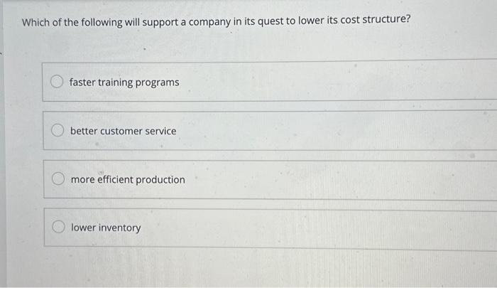 better customer service more efficient production lower inventory An employee suggests that