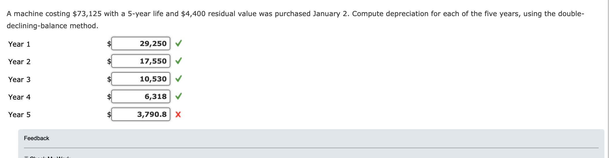 Find the one only with the red X A machine costing $73,125