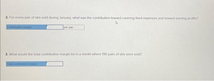 An income statement for the ski department's most recent month is shown