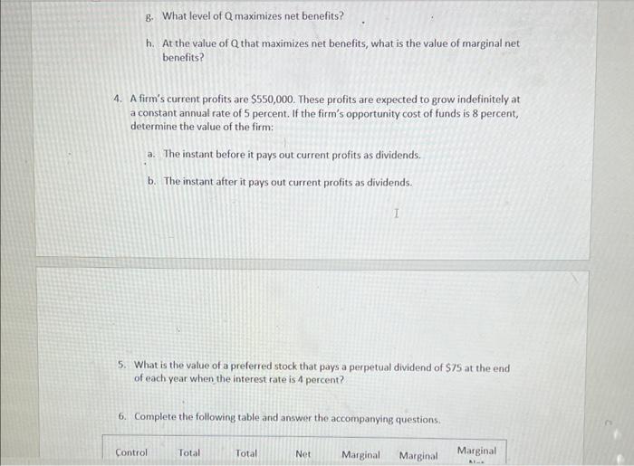 present value Each part of questions 1-5, Question 6 parts a \&