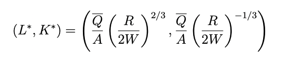 Use this conditional factor demands: a) Determine the total cost TC(Q) function,