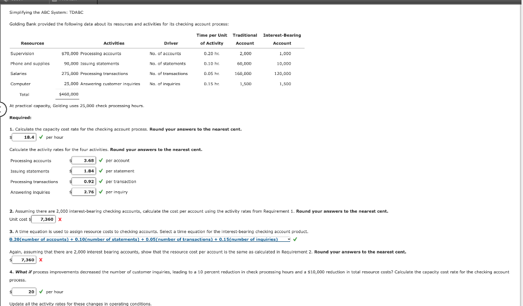 BEX.04.07 Chapter 4 BEX Simplifying the ABC System: TDABC Golding Bank
