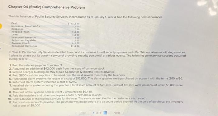  i need help finishing this please Chapter 04 (Static) Comprehensive Problem