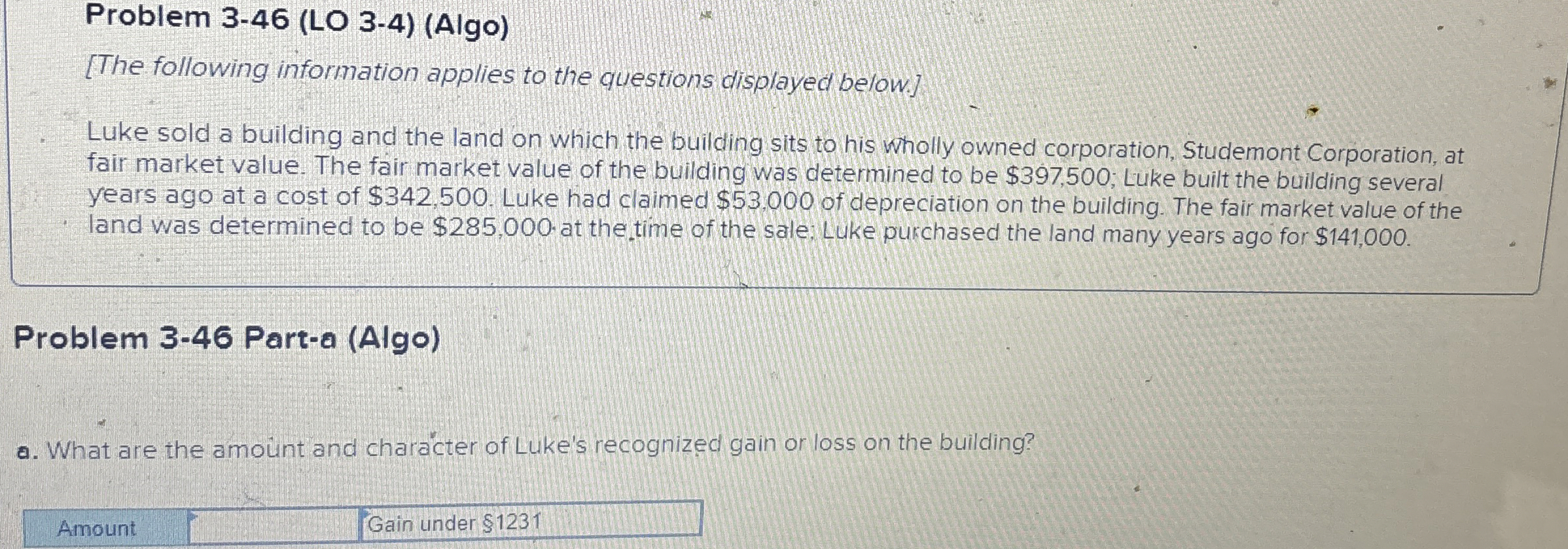 Problem 3-46(LO 3-4)(Algo) [The following information applies to the questions displayed