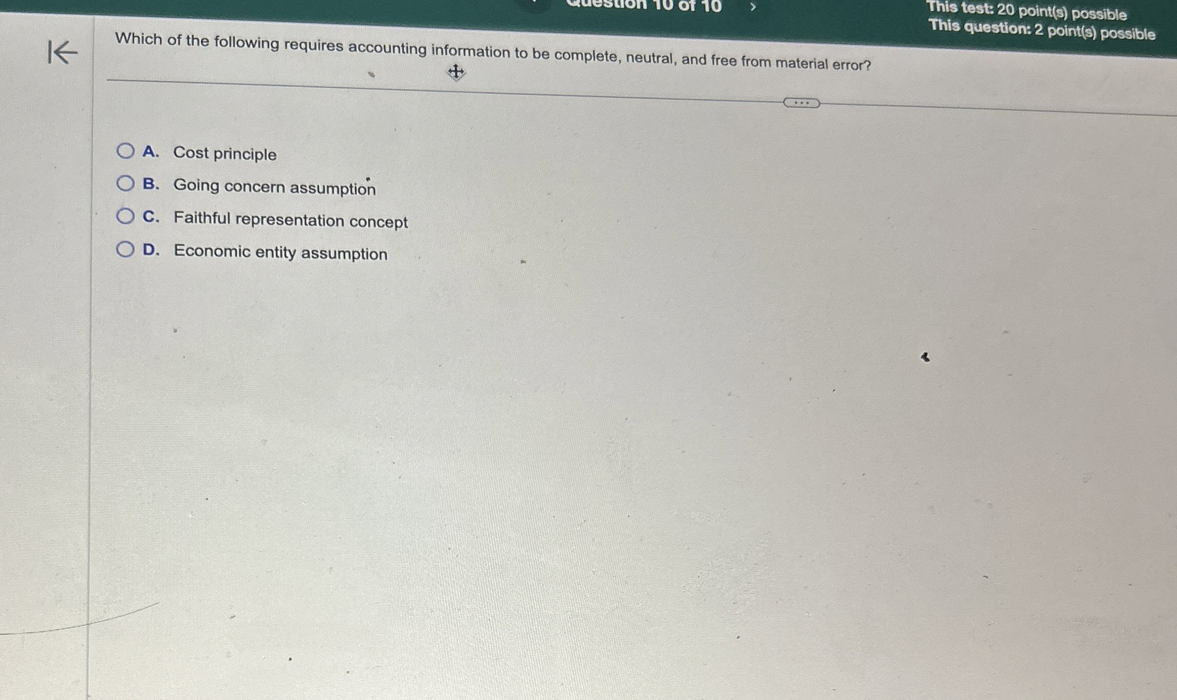  This test: 20 point(s) possible This question: 2 point(s) possible Which