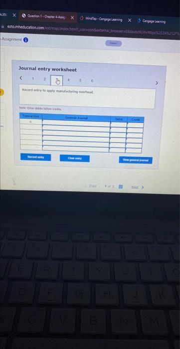 Department, $18,200; and Firing Department, $5,600. c. Manufacturing overhead was applied: Moiding