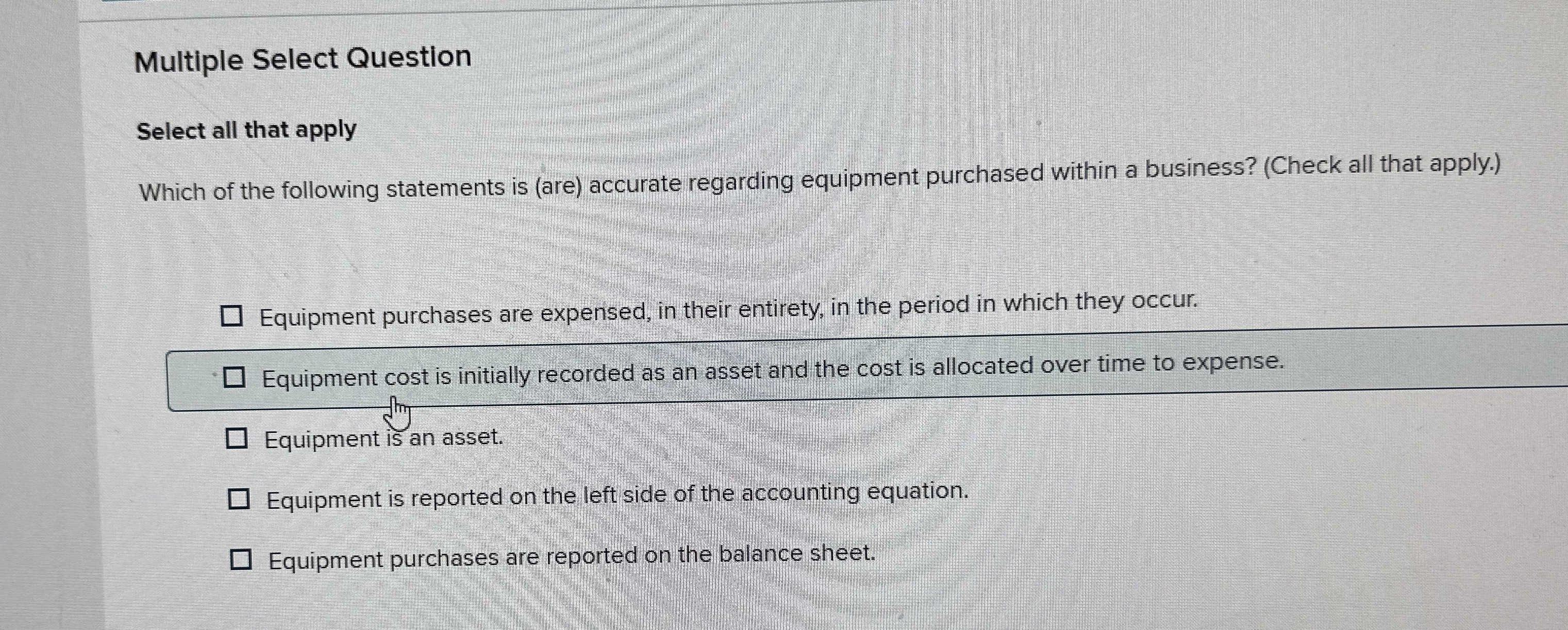  Multiple Select Question Select all that apply Which of the following
