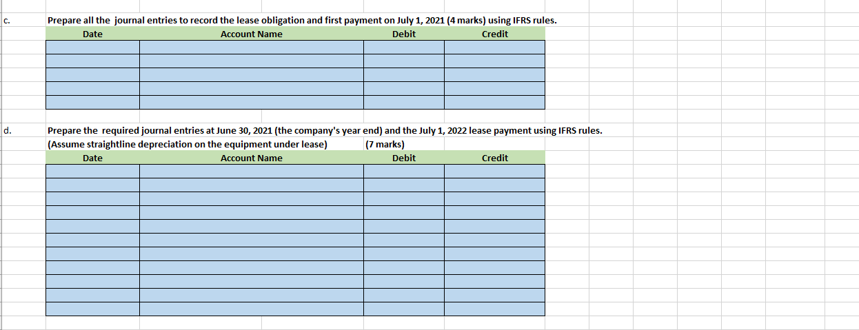 lease of equipment from Matusek Inc on July 1, 2021. The equipment
