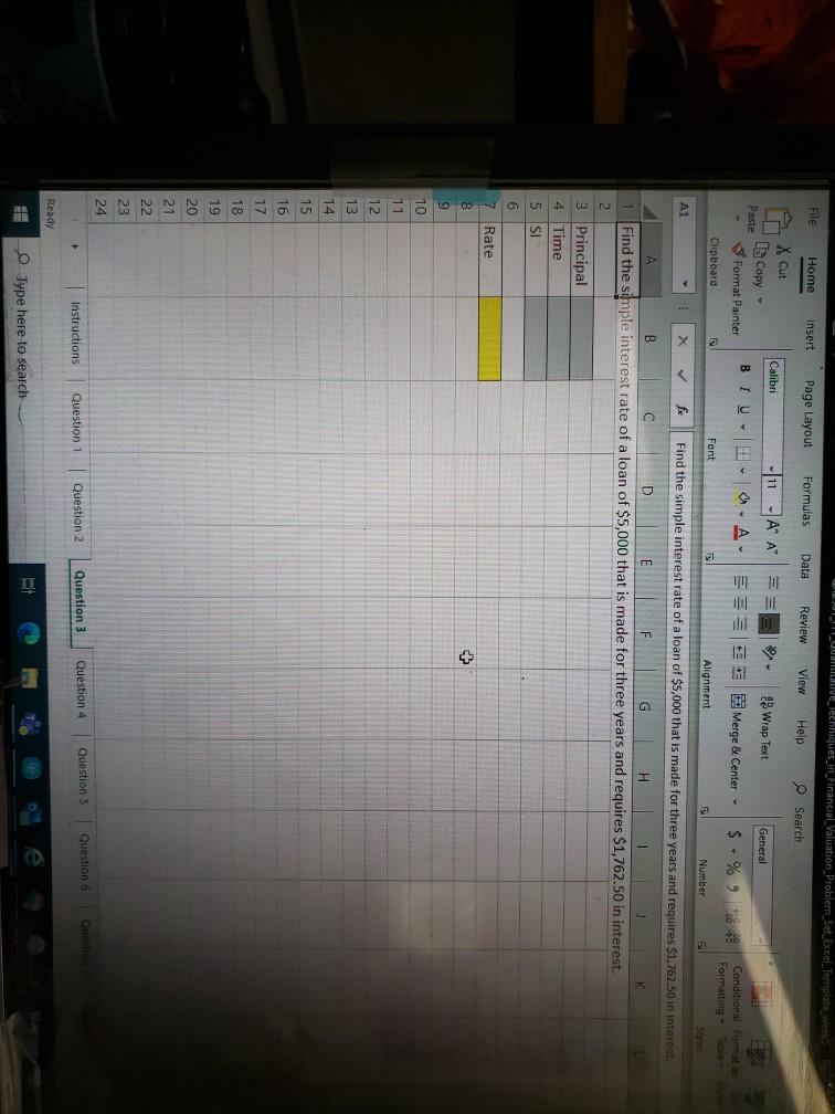  VIOLINI Venques_in_Financial Valuation Problem Set Excel Teripated File Home Insert Page