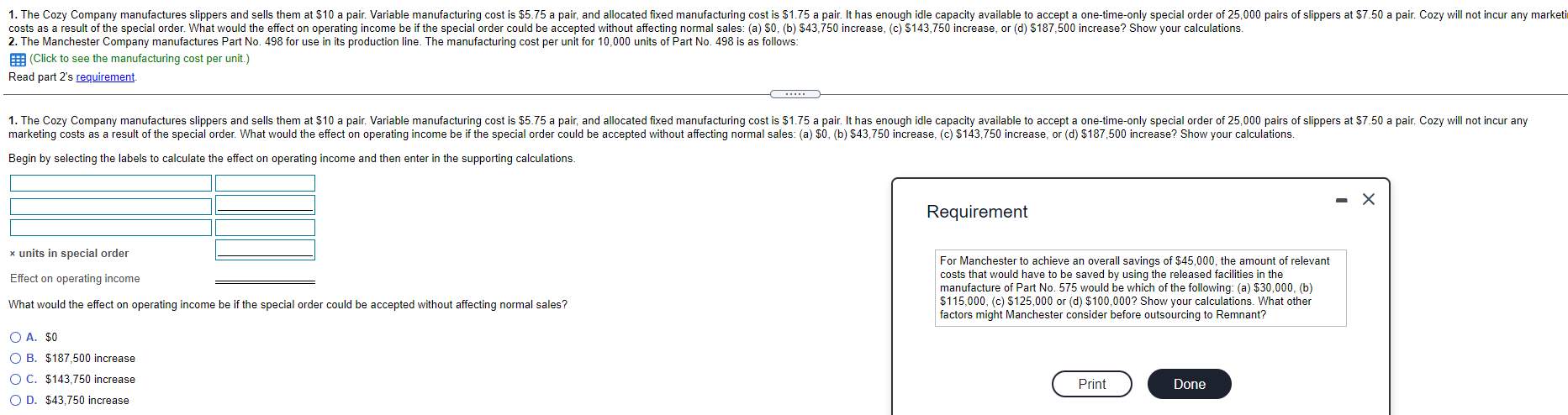 40 Variable manufacturing overhead 10 21 Fixed manufacturing overhead allocated $ Total
