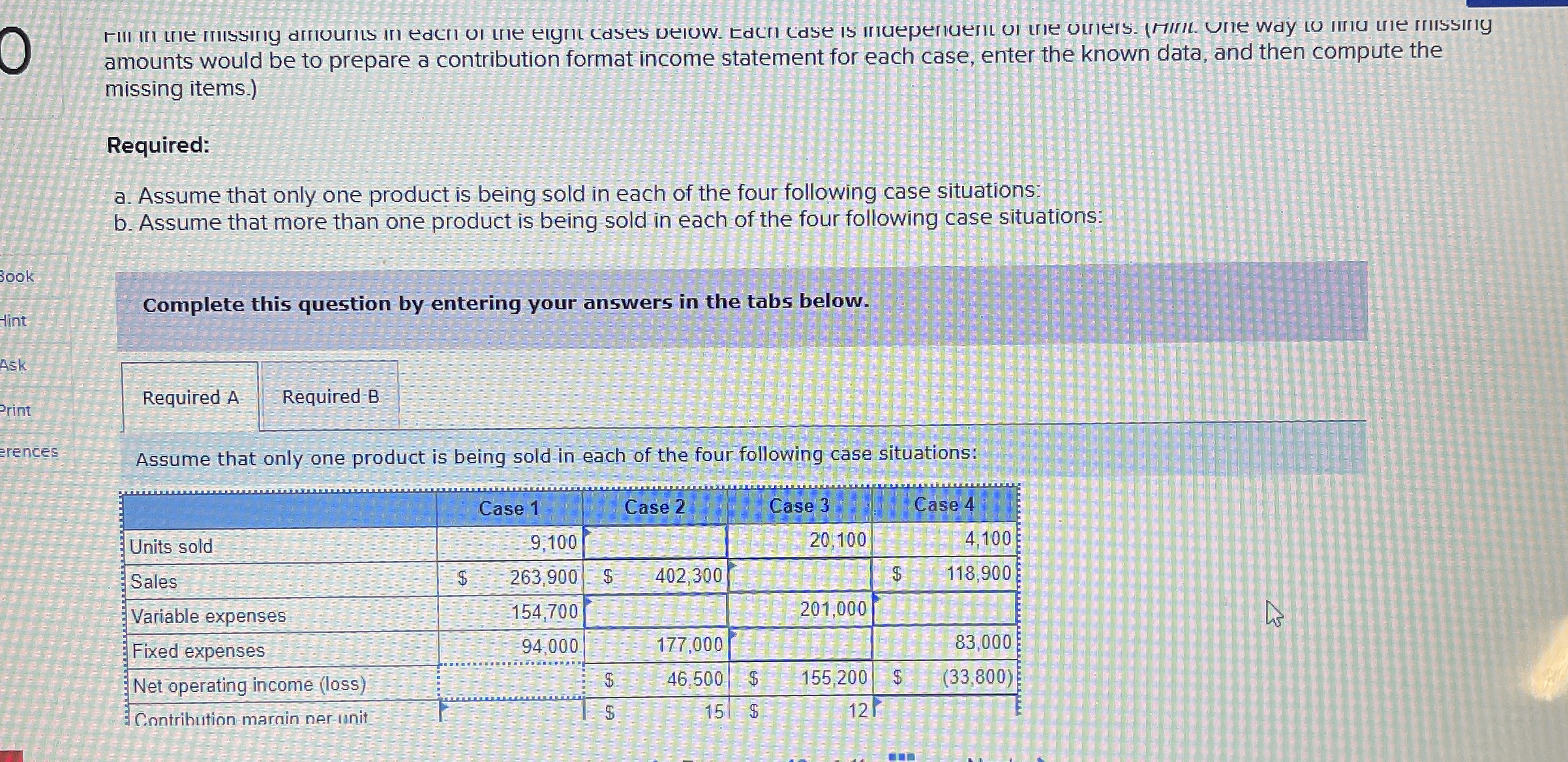  amounts would be to prepare a contribution format income statement for