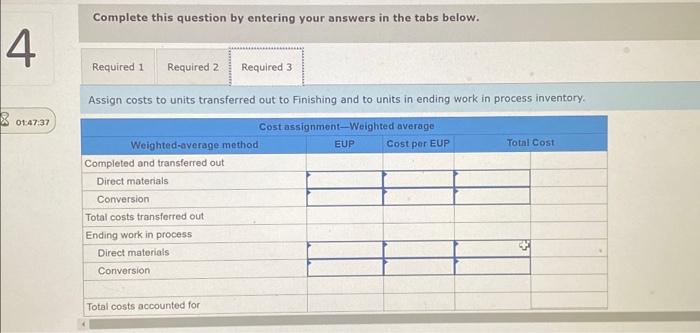 the tabs below. Compute equivalent units of production for both direct materiais