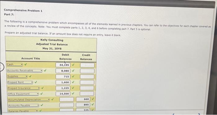  Comprehensive Problem 1 Part 7: The following is a comprehensive problem
