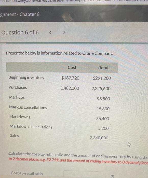  i need answer Presented below is information related to Crane Company.
