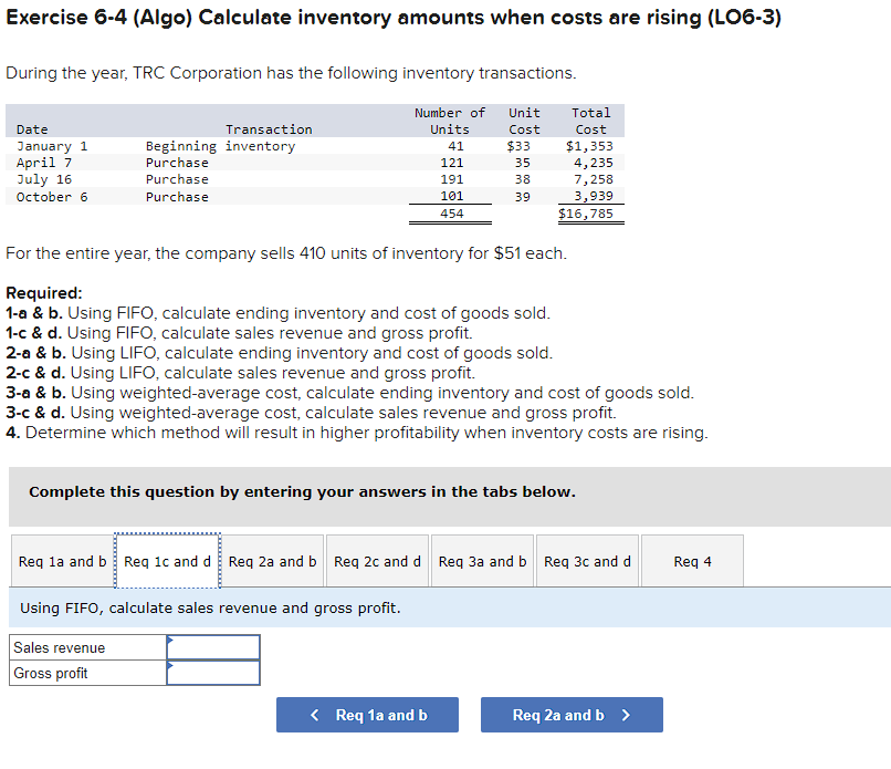 Required: 1-a \& b. Using FIFO, calculate ending inventory and cost of
