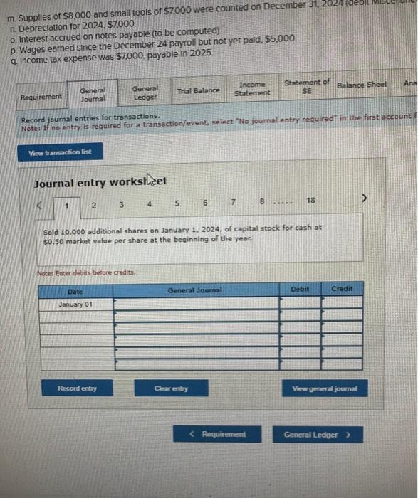 (Fumture Refinishers, incorporated) on January i, 2019 The arnual reporting penod ends
