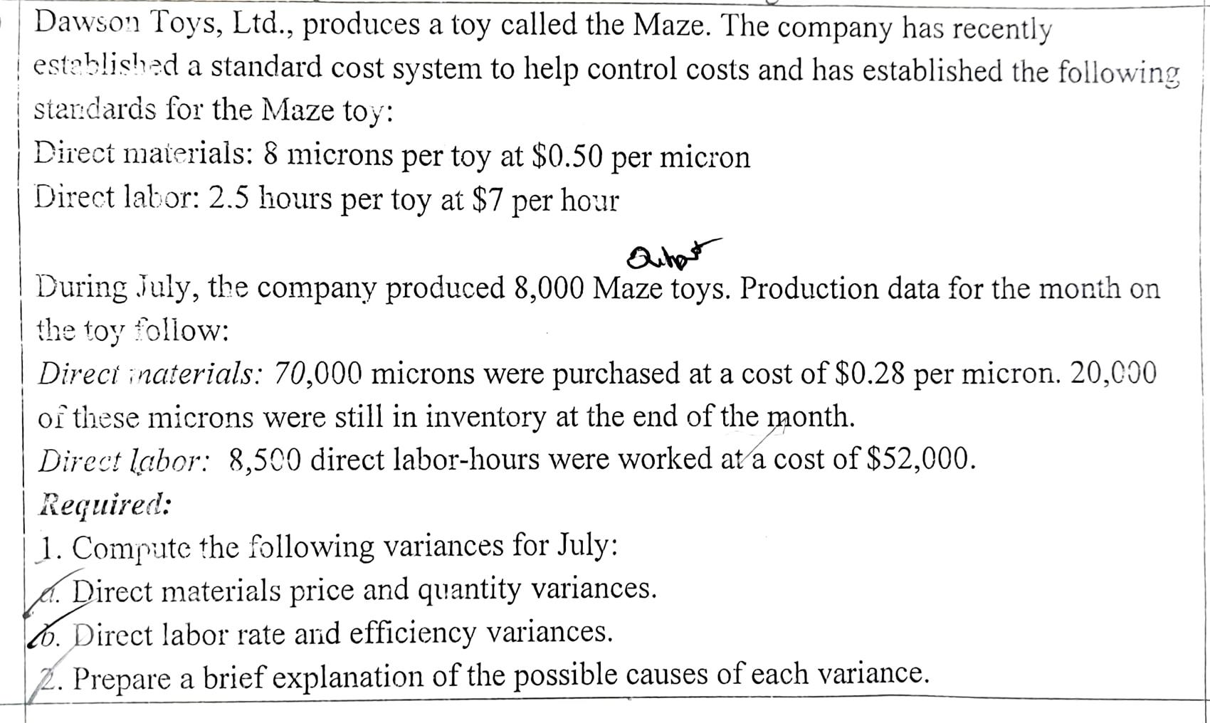 Answer this using Managerial Accounting only. (Please do not use finance/ cost