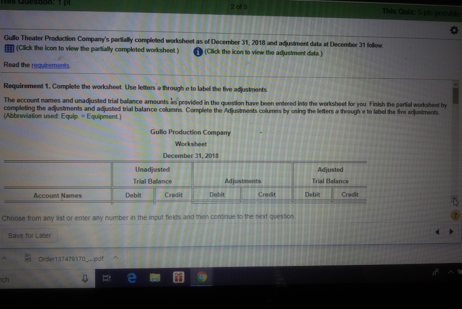 complete the worksheet. Use letters a through e to label the five