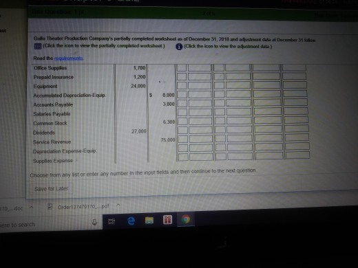 of December 31, 2018 and adjustment data at December 31 follw EB