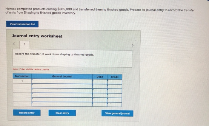 its Shaping department (credit Factory Wages Payable). 2. Incurred indirect labor of
