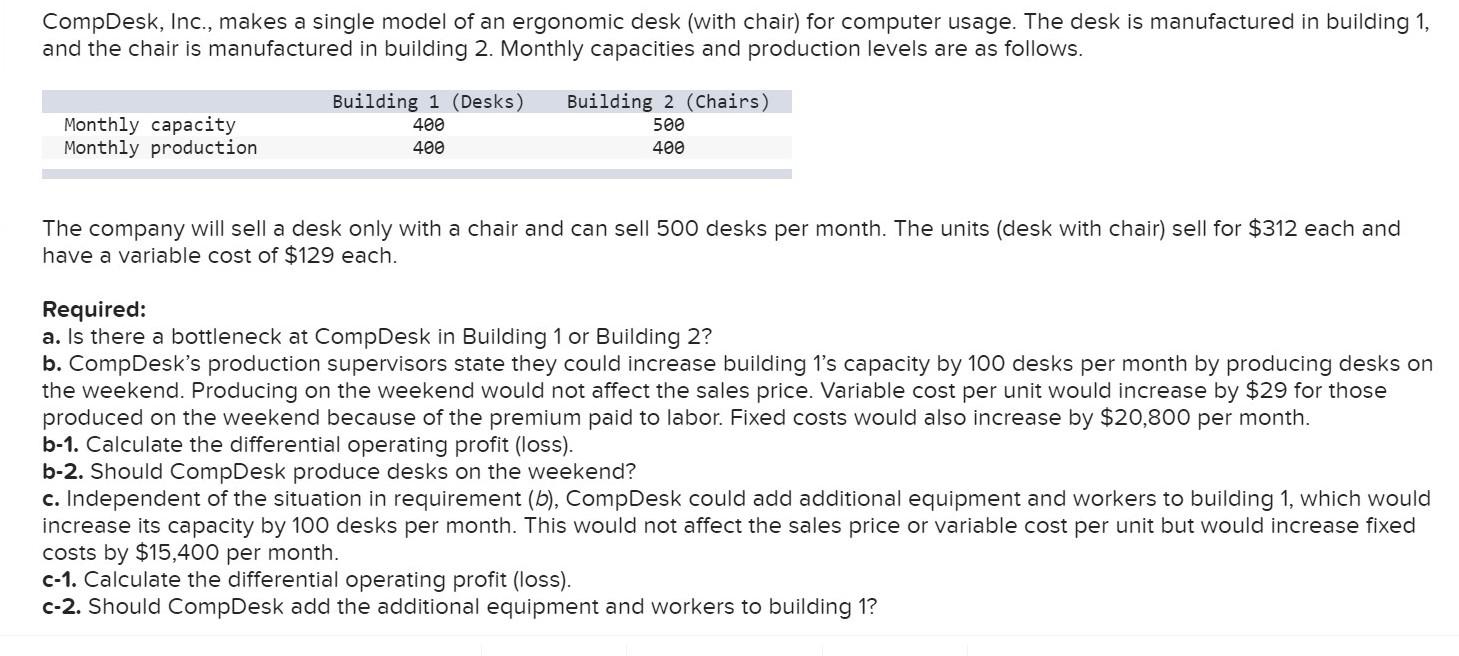 Please show work on how to calculate fixed and variable costs CompDesk,