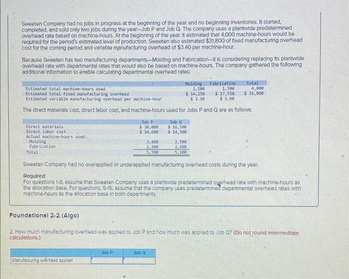 Could someone please explain how to work these out Sweeten Company had