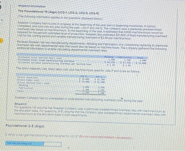 year-Job P and Job Q. The company uses a plantwide predetermined overhead