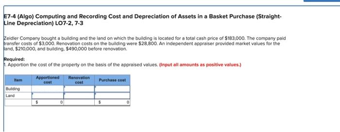 please help and show steps and explain. thanks E7-4 (Algo) Computing and