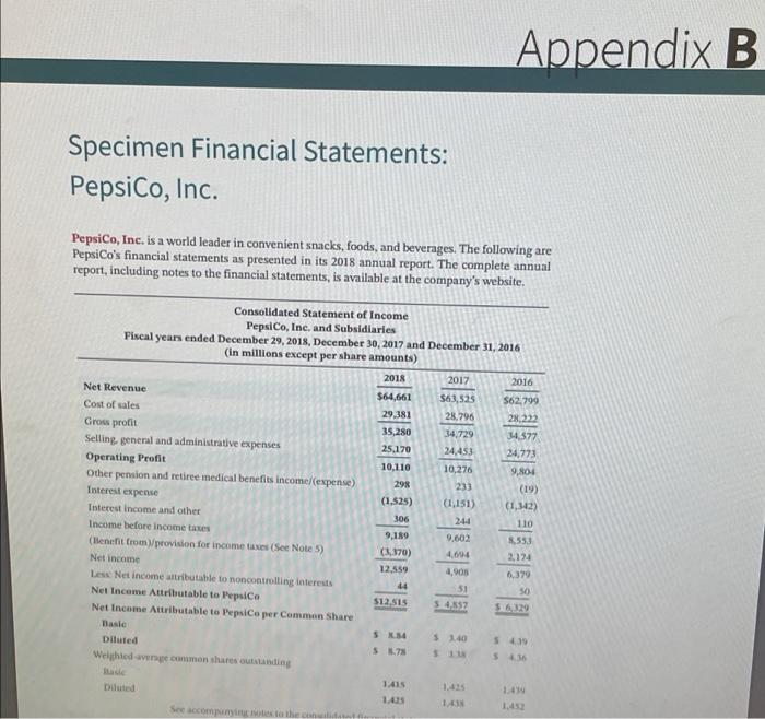 (a3) PepsiCo's financial statements are presented in Appendix B. Click here to