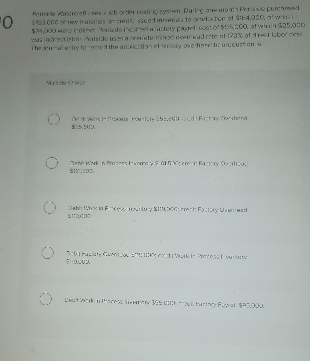 Marshall Enterprise's Factory Overhead account has a credit balance of $5,000, which