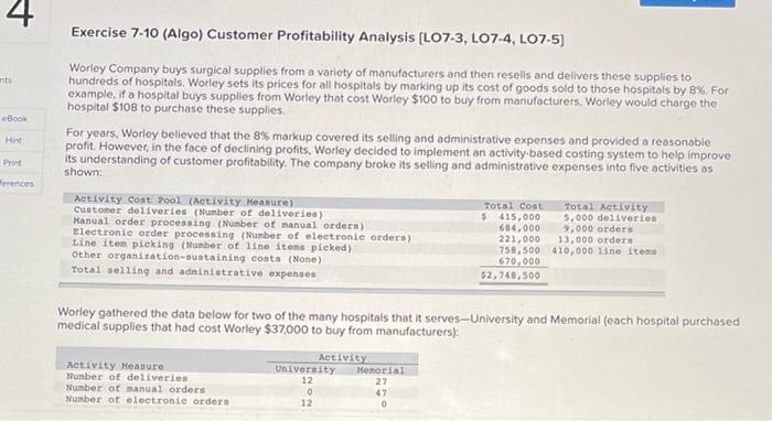manufacturer of industrial goods. The company's activity based costing system contains the