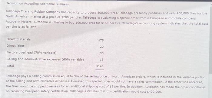  14. Decision on Accepting Additional Business Decision on Accepting Additional Business