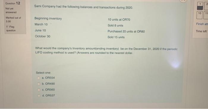  fast i dont have time Question 12 1 2 Sami Company