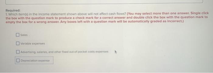 not affect cash flows? (You may select more than one answer. Single