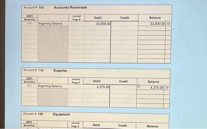 equipment, paying cash to the mower dealer. July 1 Pay $500.00 cash