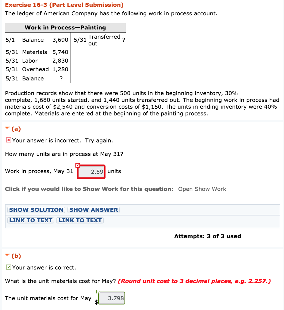 Please do part D Exercise 16-3 (Part Level Submission) The ledger of
