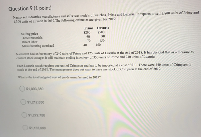  PLEASE ONLY ANSWER QUESTION 11!!!!!!! 70 Question 9 (1 point) Nantucket