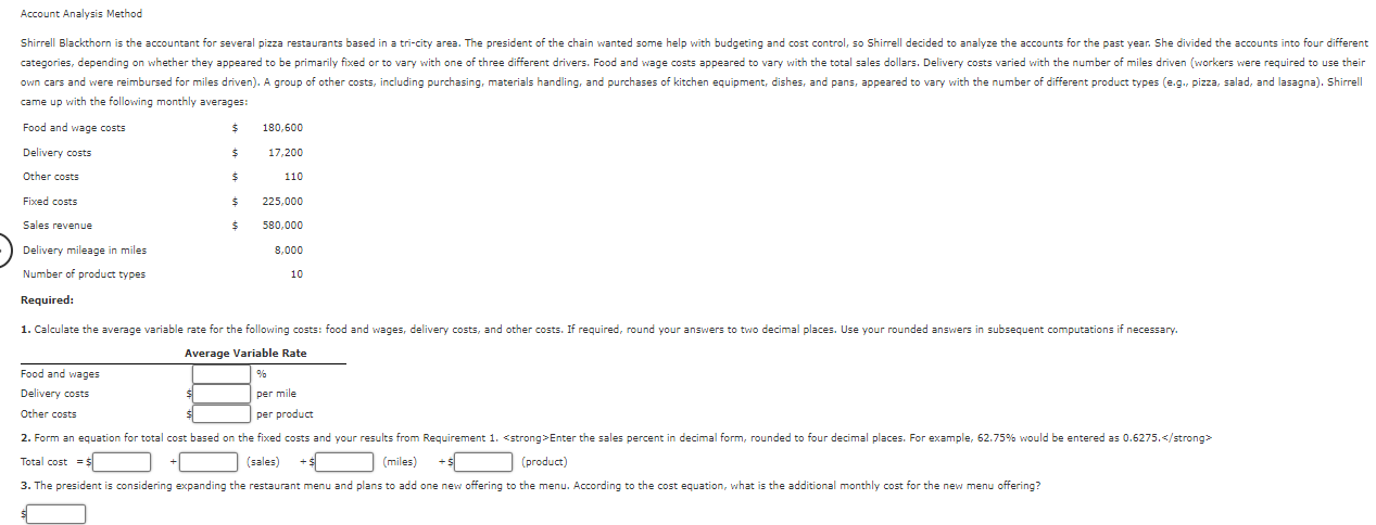 Account Analysis Method Account Analysis Method came up with the following