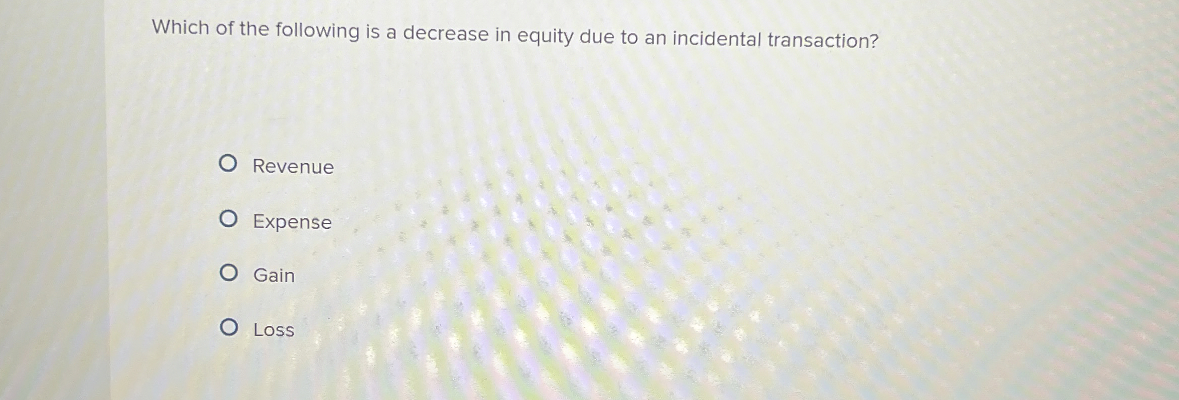  Which of the following is a decrease in equity due to