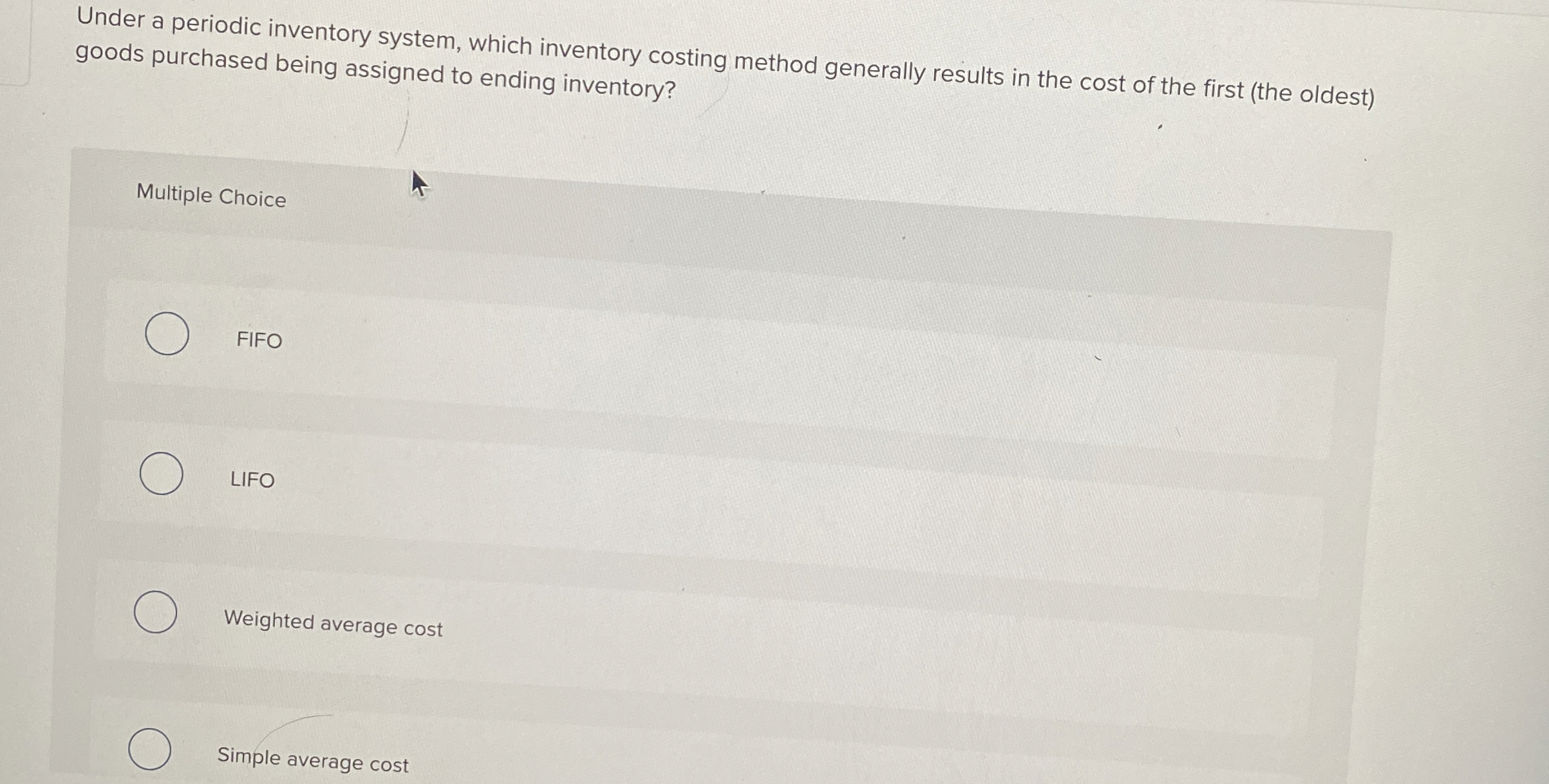  Under a periodic inventory system, which inventory costing method generally results
