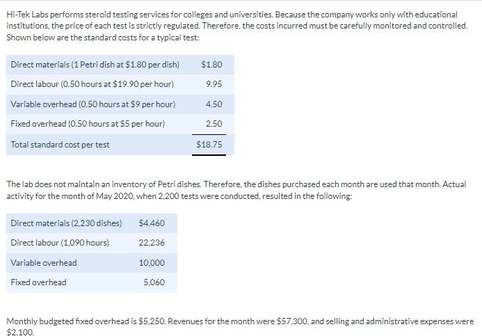  PLEASE ANSWER ASAP!!! I have only 15 minute left Hi-Tek Labs