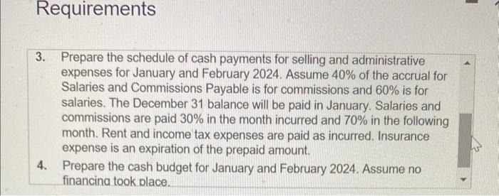 information.) Read the requirements. 1. Prepare the schedule of cash receipts from