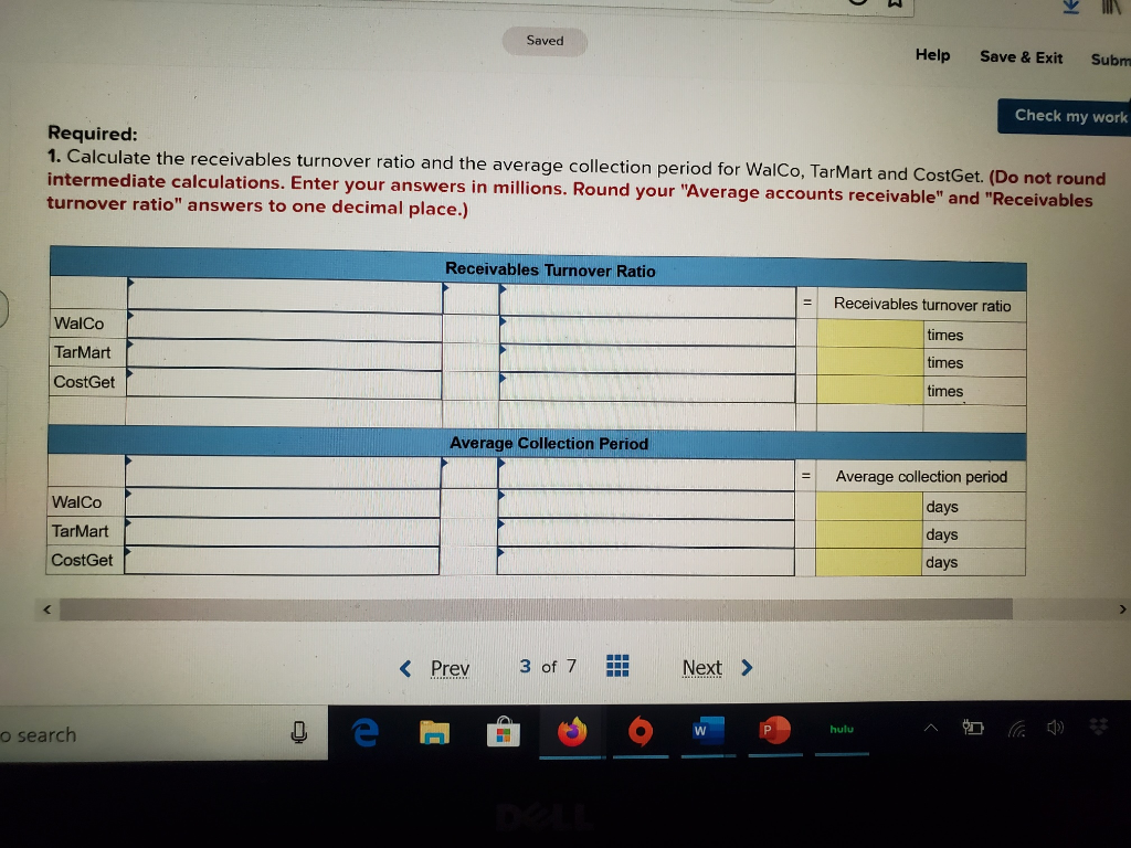 (in millions) from three companies' annual reports. Beginning Ending Accounts Accounts Receivable